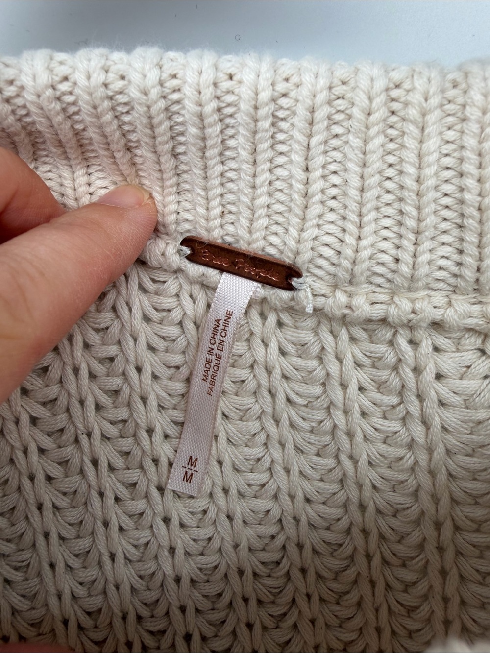Free People Beige Cream Frankie Cable Sweater Medium - Picture 3 of 7